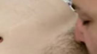 Cuckold hubby cleans hairy pussy